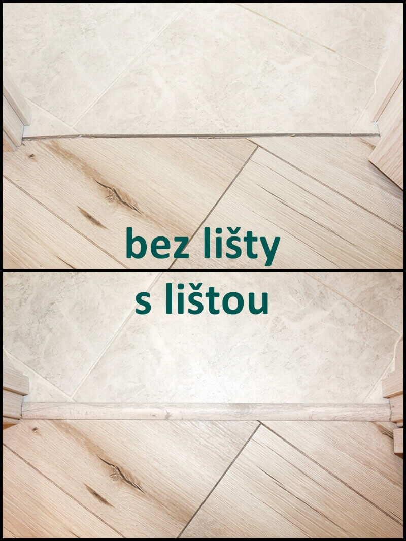 Porovnání přechodu bez lišty a s lištou